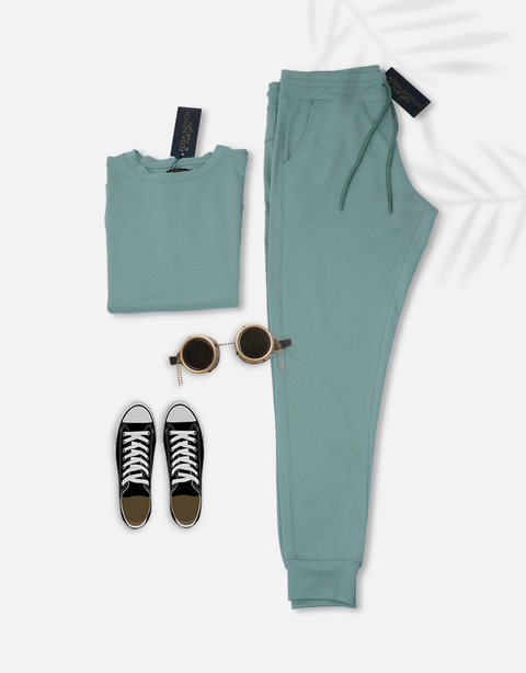 Women Basic Knitted Green Jogger Pants