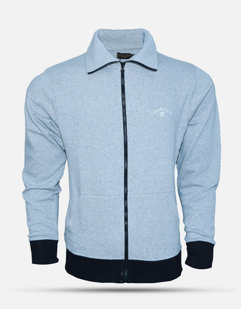 Men Fashion Grey Mock Neck Zipper